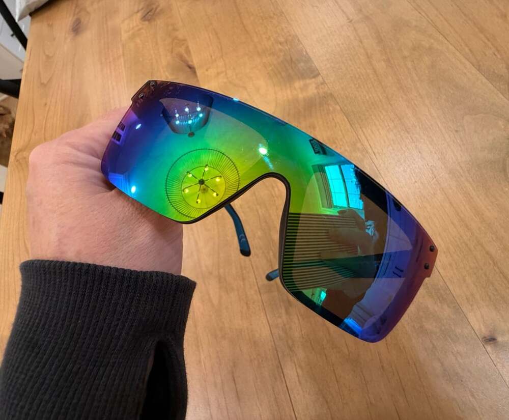 Ironman SR0822 Shield Sport Sunglasses Black Blue Mirror